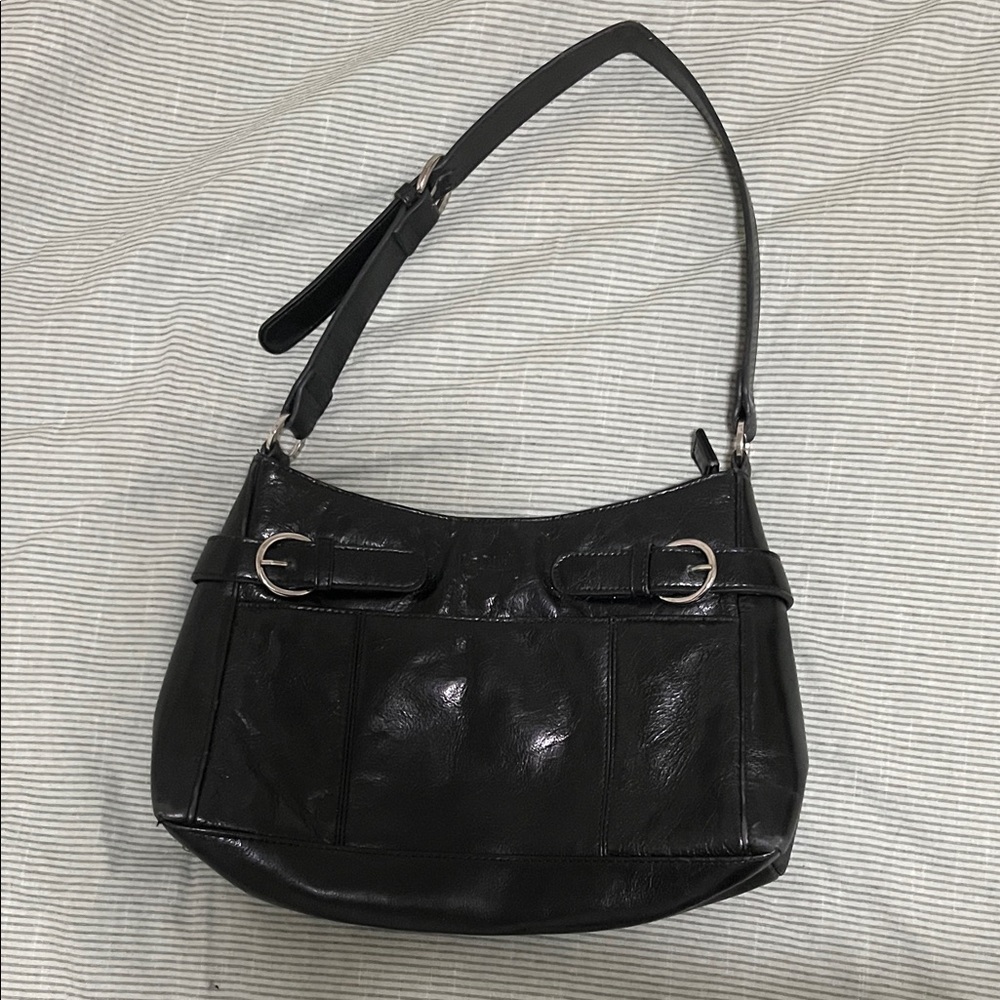 Vintage La Diva genuine leather Black Shoulder Bag